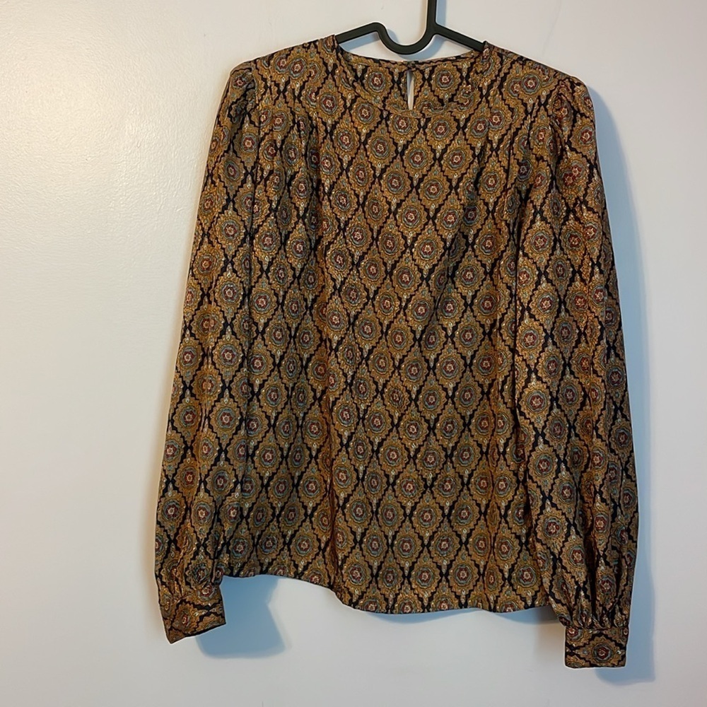 Poet by Nicola Vintage Geometric Floral Blouse size 6